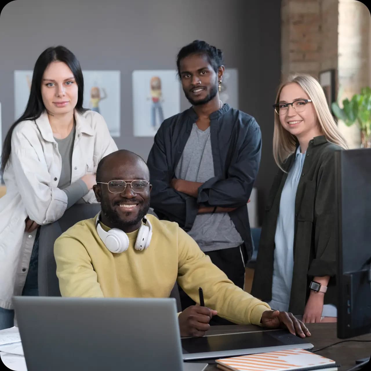 Diverse team working together